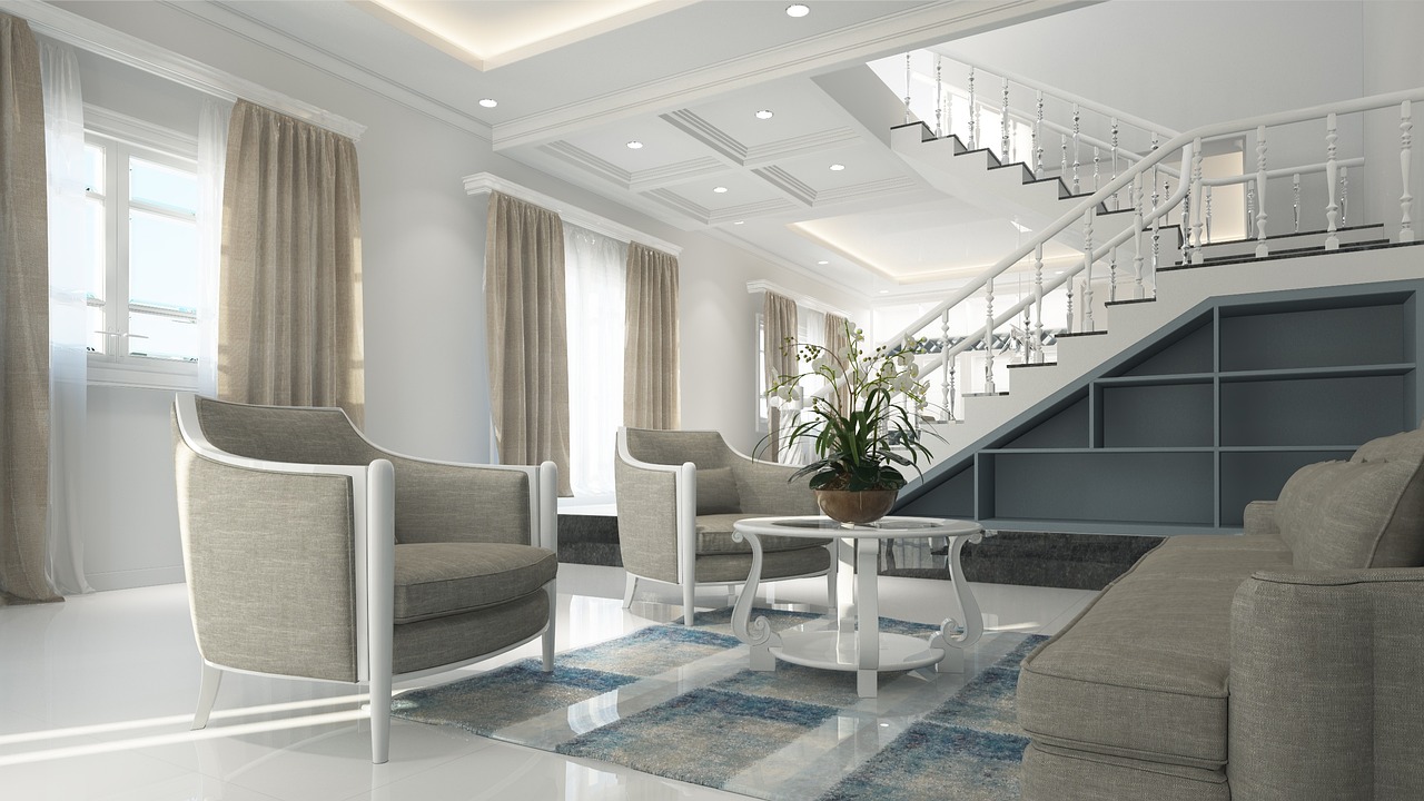 Renovated luxury living room with natural light and refined finishes